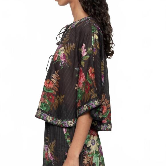 NEW SEA viktoria print tie front top in multi